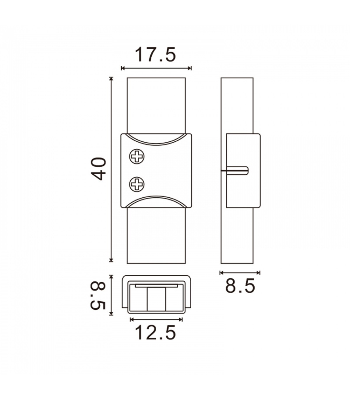 Conector Intermedio Para Tira Led Ip68 12Mm Out 10Mm In 2Pin