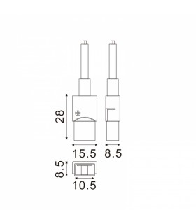 Conector de Inicio Para Tira Led Ip68 10Mm Out 8Mm In 2Pin