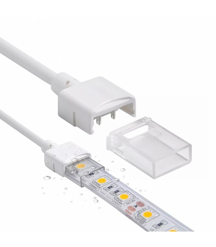 Conector Intermedio Con Cable Para Tira Led Ip68 12Mm Out 10Mm In 2Pin