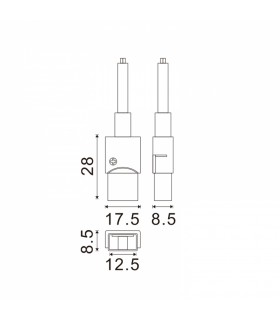 Conector Intermedio Con Cable Para Tira Led Ip68 12Mm Out 10Mm In 2Pin