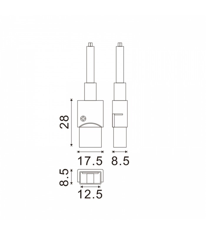 Conector Intermedio Con Cable Para Tira Led Ip68 12Mm Out 10Mm In 2Pin
