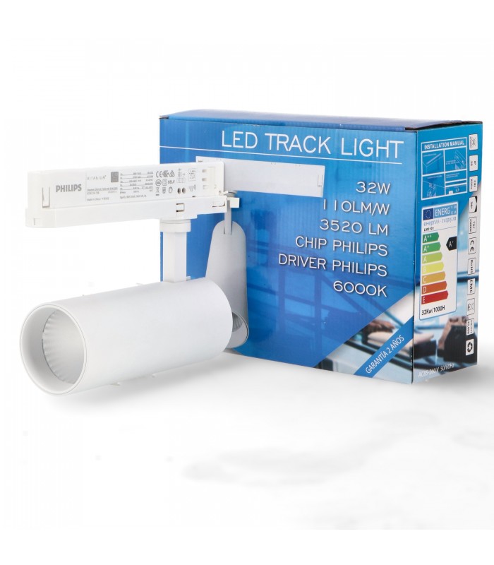 Foco Carril Trifásico LEPSIE 32W 3520LM 36º Blanco