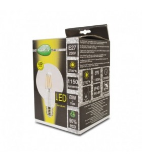 Bombilla LED filamento 8W 1.150Lm 360º  E27 GLOBO G125