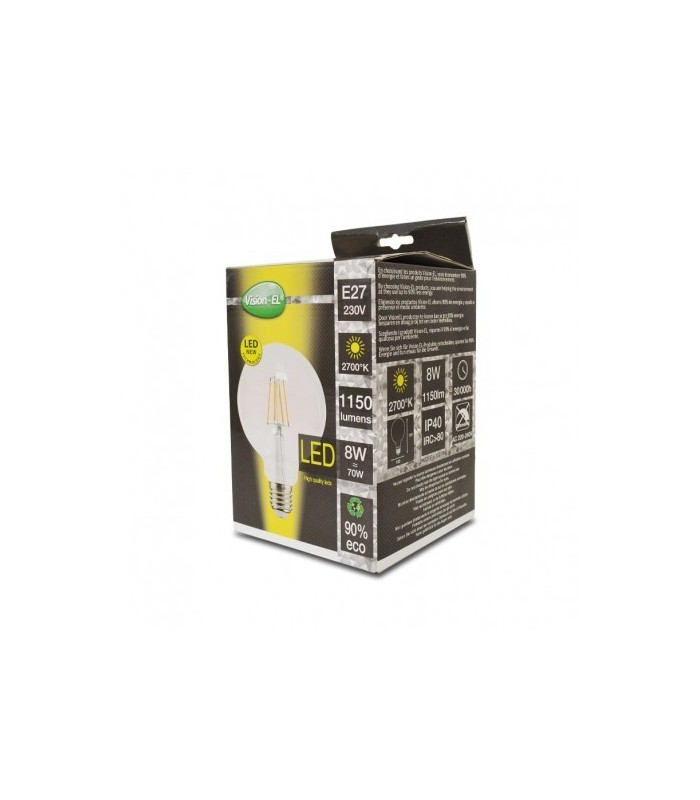 Bombilla LED filamento 8W 1.150Lm 360º  E27 GLOBO G125