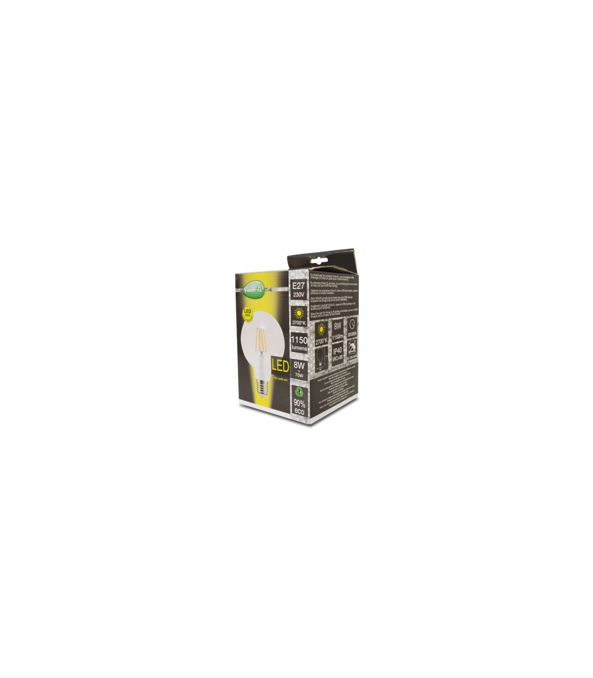 Bombilla LED filamento 8W 1.150Lm 360º  E27 GLOBO G125