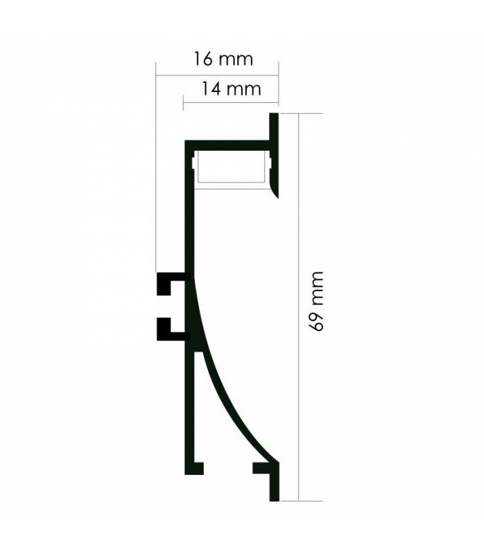 Perfil Aluminio Swinsuit Empotrar -2 Metros-