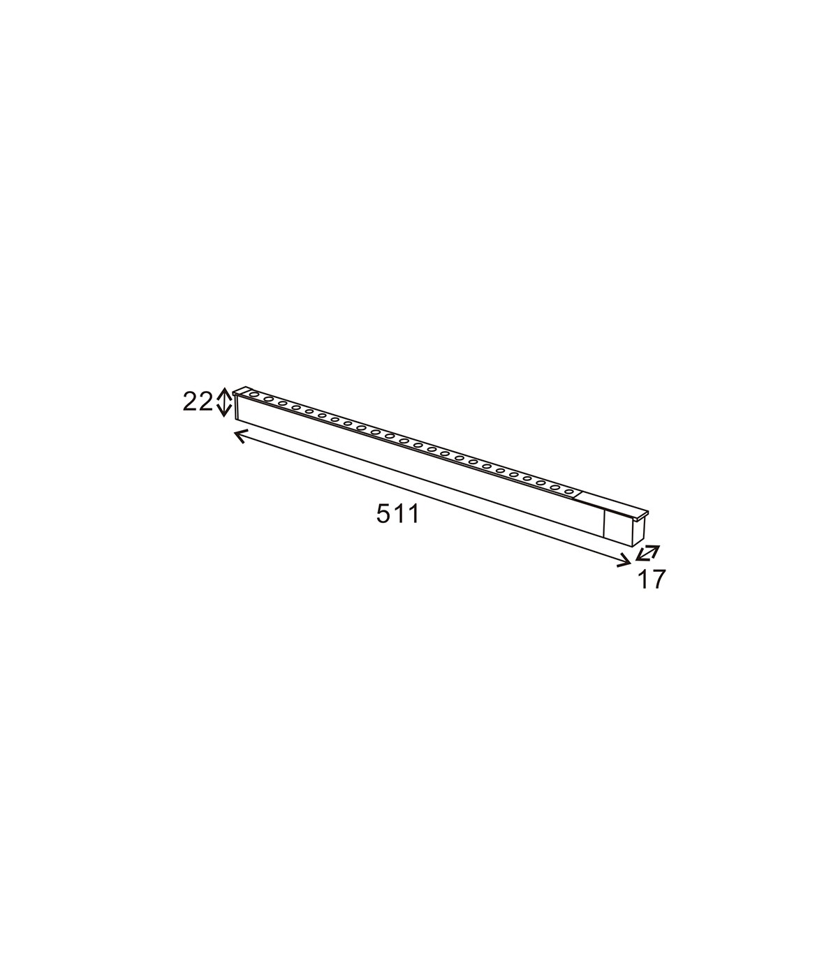 Foco Led HALLWAY Serie 16Mm 24W 2400Lm 36º Negro 48V