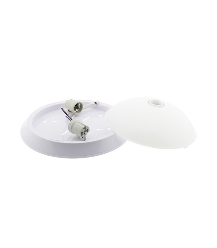 Plafón de superficie 2xE27 IP20 con sensor de movimiento.
