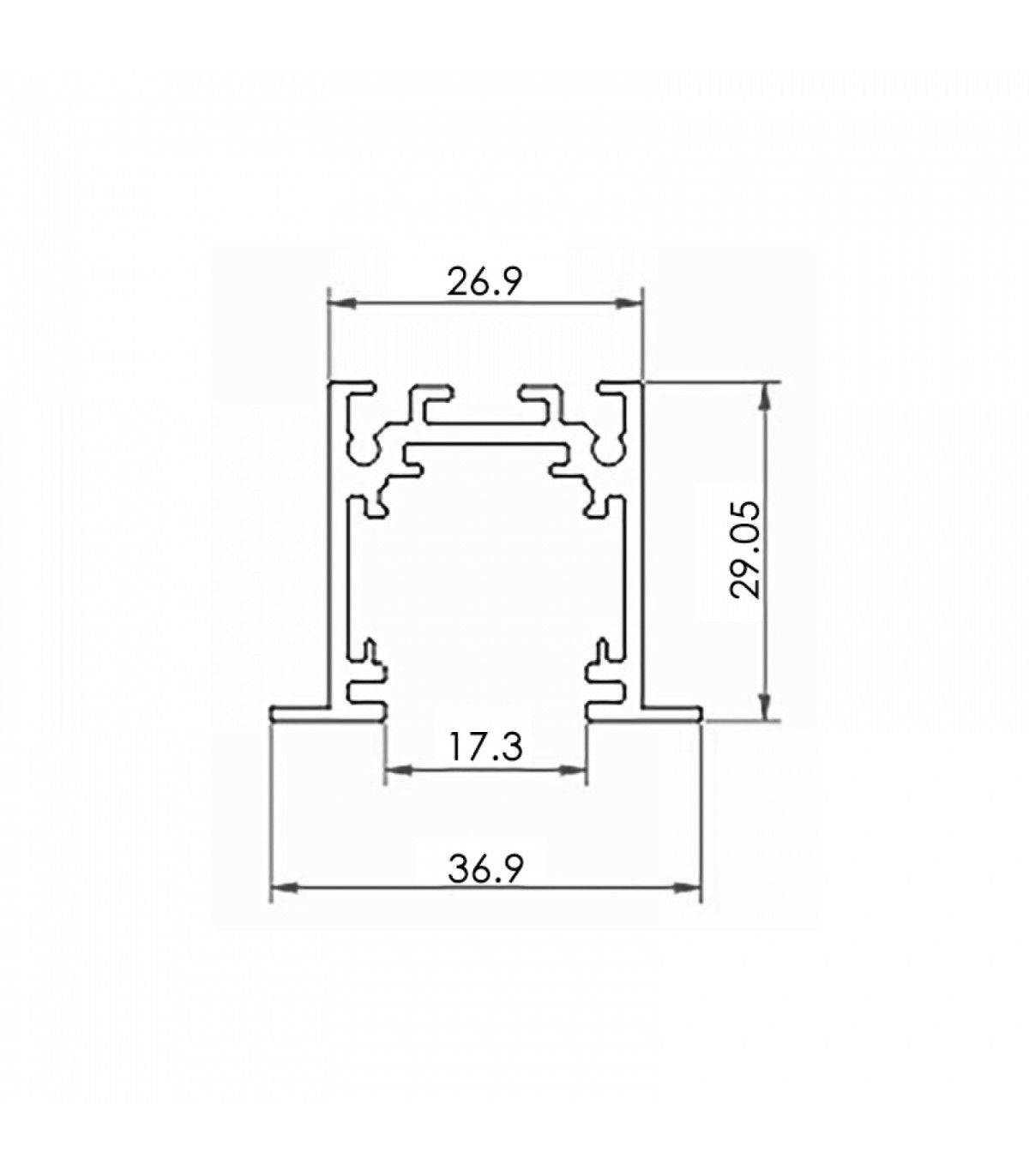 Carril Magnético Detail Empotrar Serie 16Mm -2 Metros-