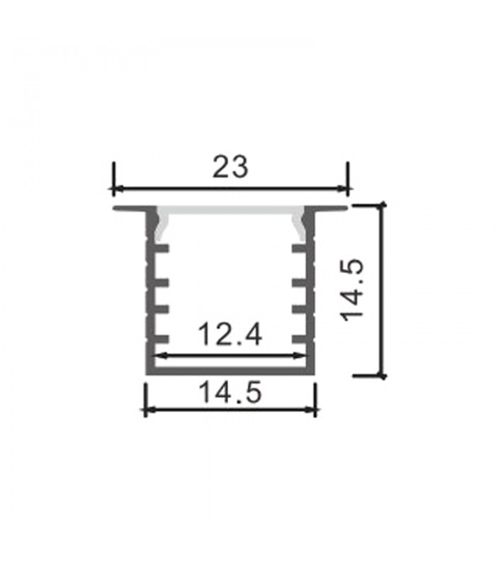 Perfil Aluminio TUED Empotrar -2 Metros-