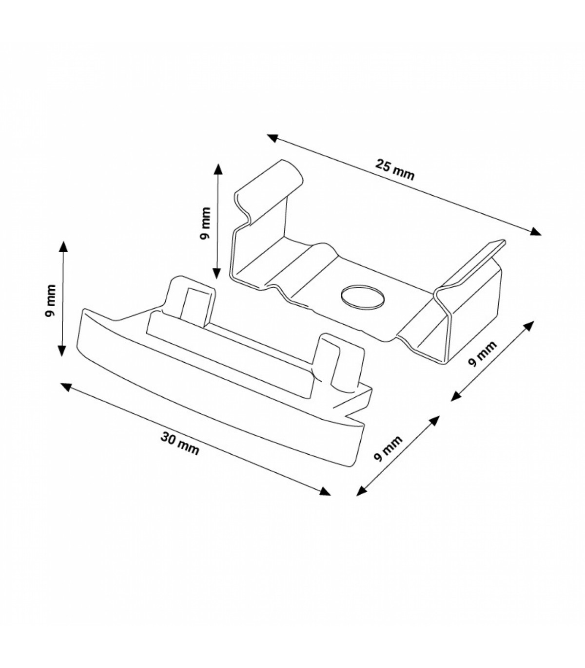 Pack 2 Tapones y 2 Grapas Para Perfil Lm3718