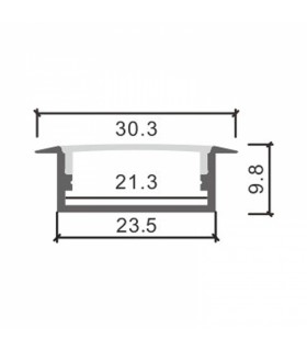 Perfil Aluminio LONG Lacado Blanco Empotrar -2 Metros-