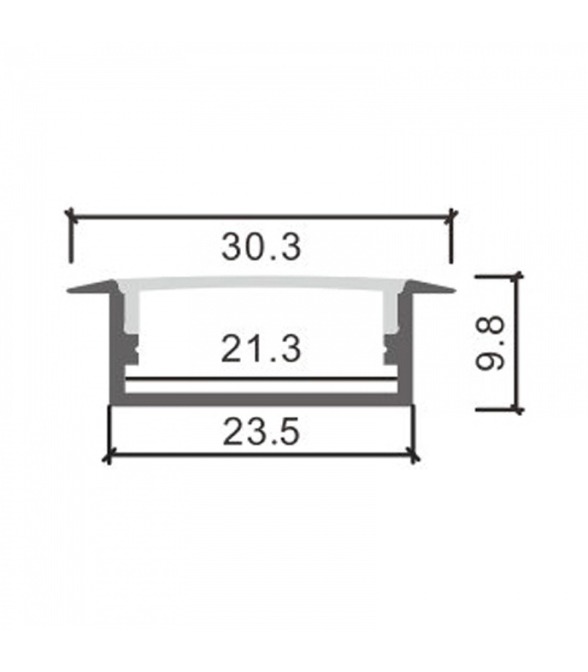 Perfil Aluminio LONG Lacado Blanco Empotrar -2 Metros-