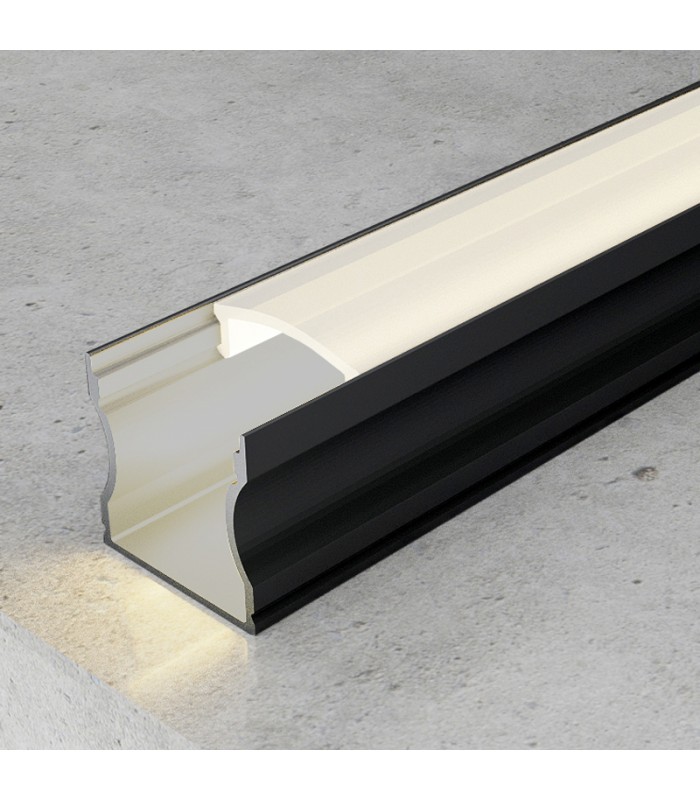 Perfil Aluminio HIGH Lacado Negro Superficie -2 Metros-