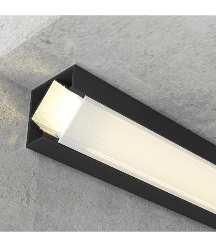 Perfil Aluminio Esquina KOPEP 45º Lacado Negro Superficie -2 Metros-