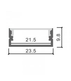 Perfil Aluminio MINIM Lacado Negro Superficie -2 Metros-