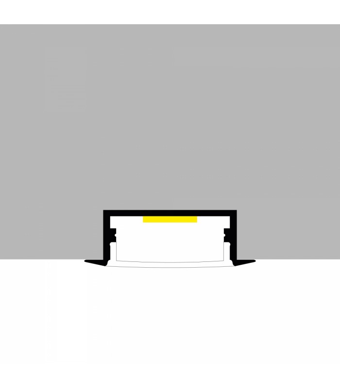 Perfil Aluminio LONG Lacado Negro Empotrar -2 Metros-