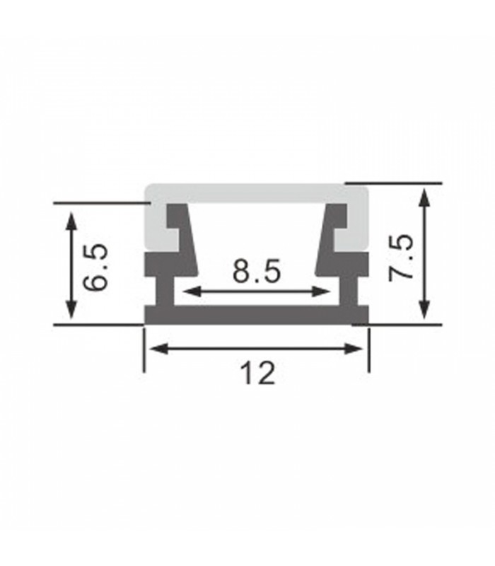 Perfil Aluminio SLIM Superficie -2 Metros-