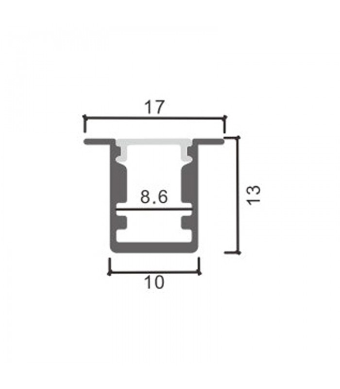 Perfil Aluminio SOR Empotrar -2 Metros-
