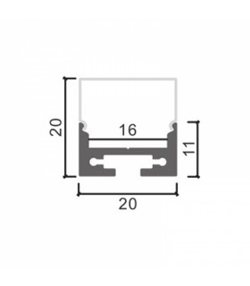 Perfil Aluminio ROPE II Superficie/Colgante -2 Metros-