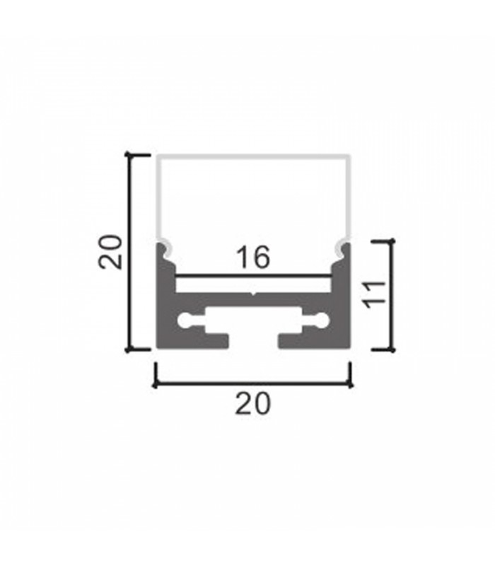 Perfil Aluminio ROPE II Superficie/Colgante -2 Metros-
