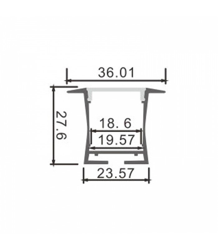 Perfil Aluminio BIFY Empotrar/Colgante -2 Metros-