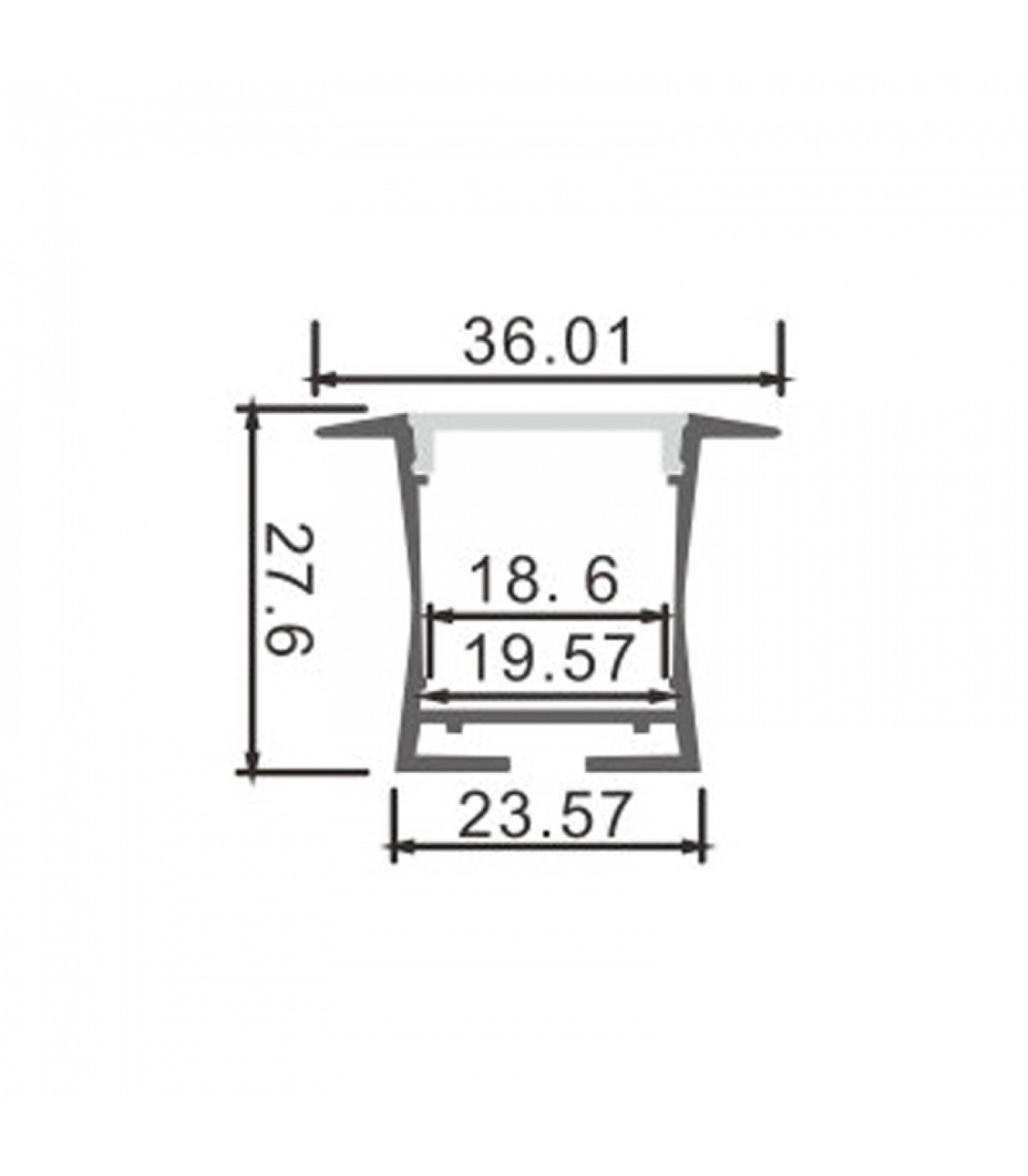 Perfil Aluminio BIFY Empotrar/Colgante -2 Metros-