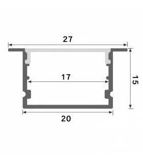Perfil Aluminio HEV Empotrar -2 Metros-