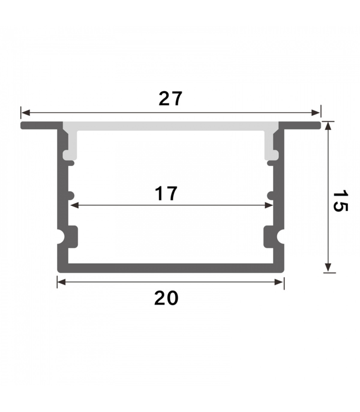 Perfil Aluminio HEV Empotrar -2 Metros-