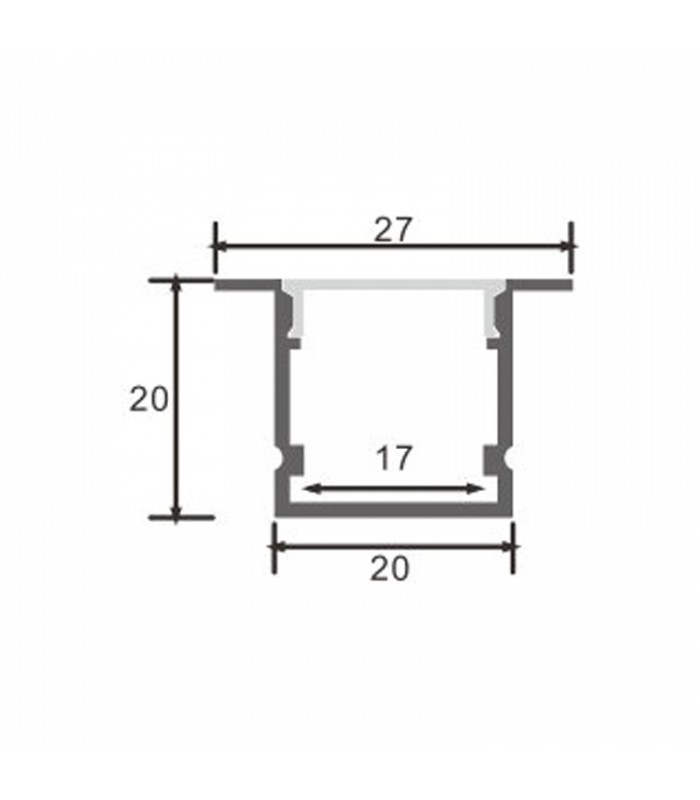 Perfil Aluminio TRAMONT Empotrar -2 Metros-