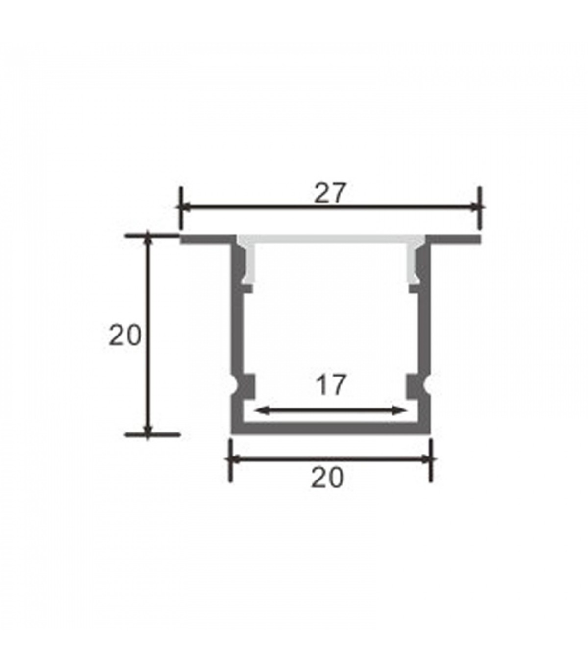 Perfil Aluminio TRAMONT Empotrar -2 Metros-