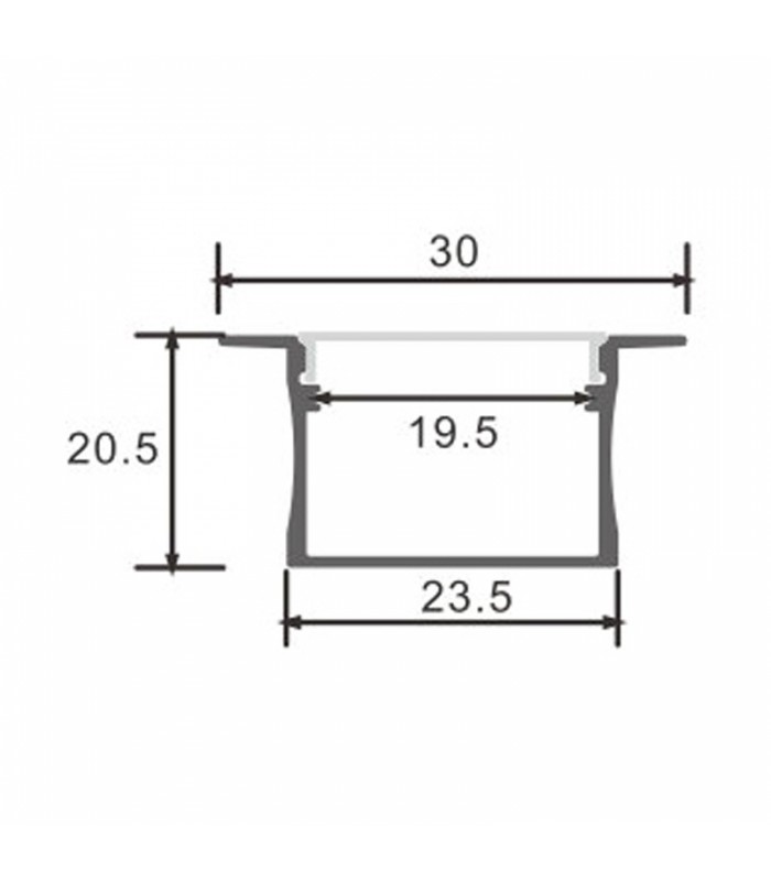 Perfil Aluminio VILKAD Empotrar -2 Metros-