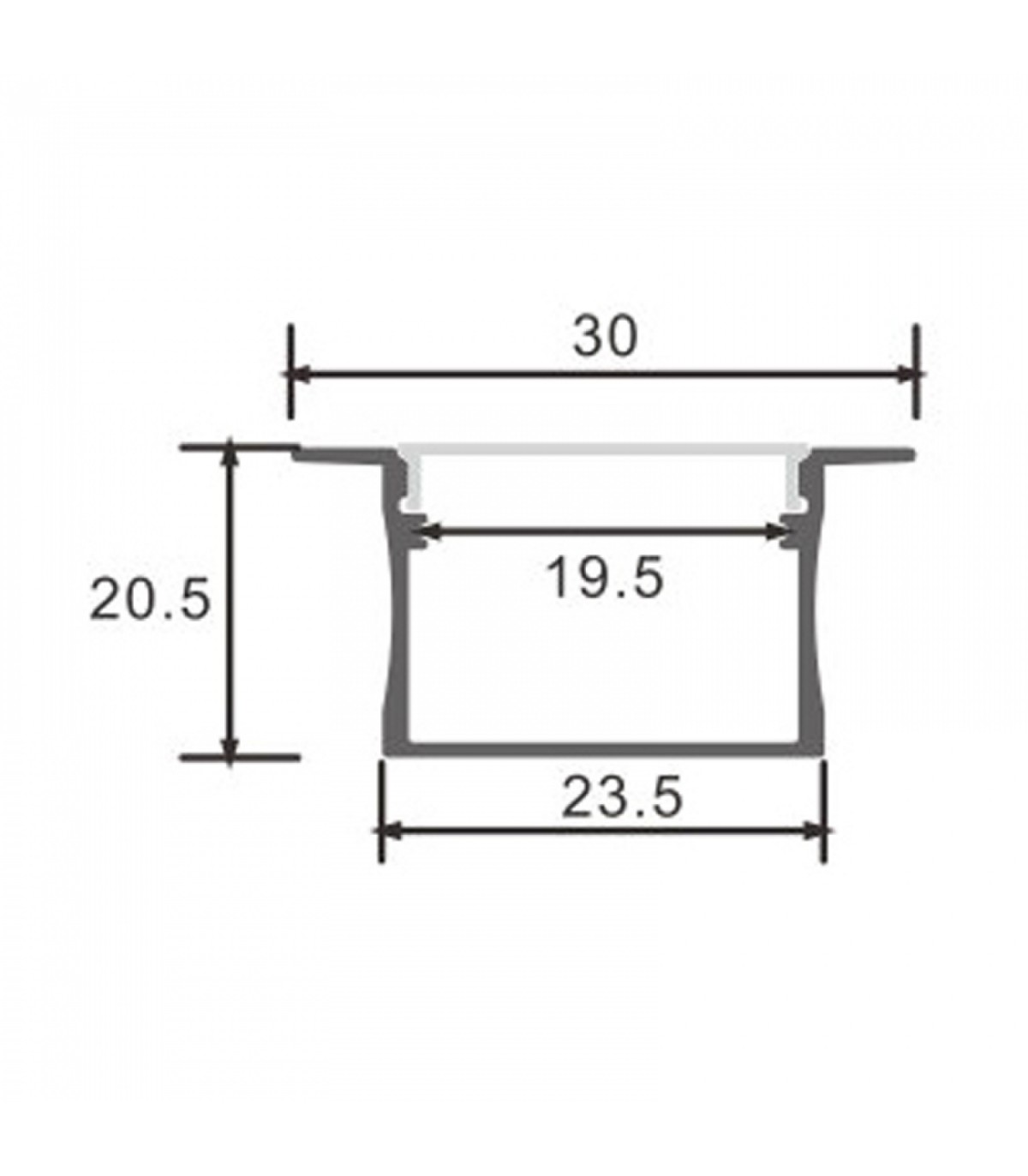 Perfil Aluminio VILKAD Empotrar -2 Metros-