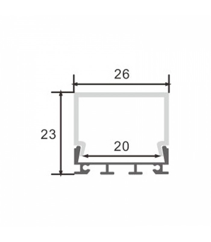 Perfil Aluminio CUBIK Superficie/Colgante -2 Metros-