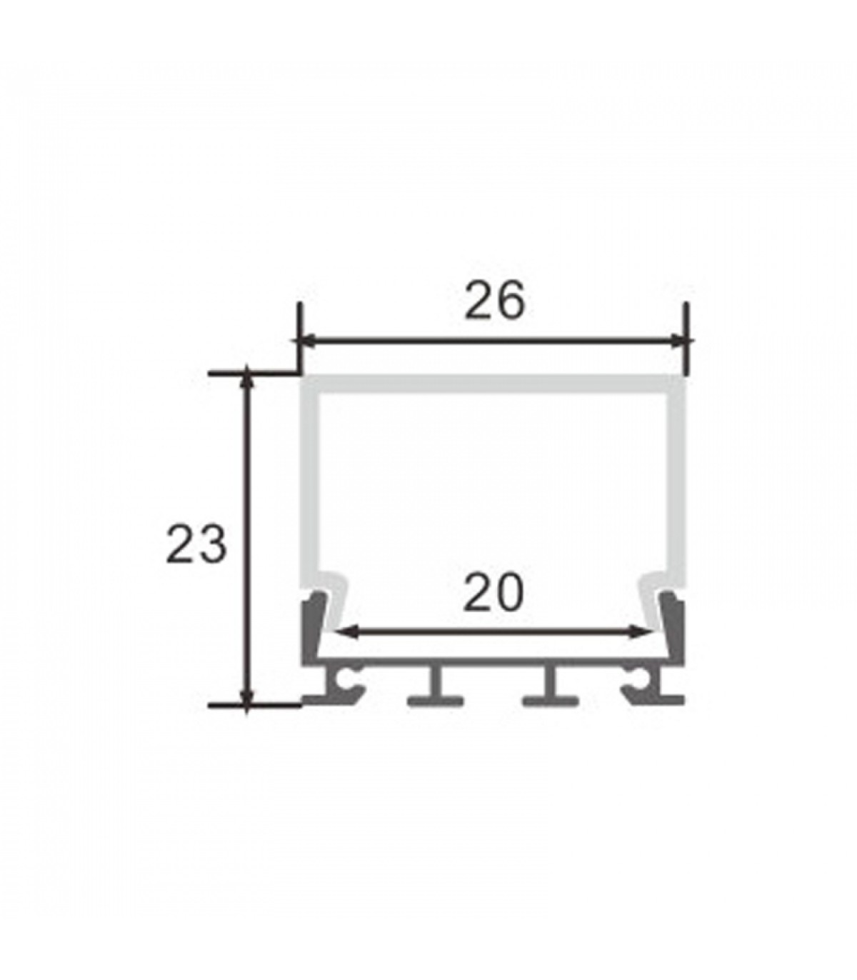Perfil Aluminio CUBIK Superficie/Colgante -2 Metros-