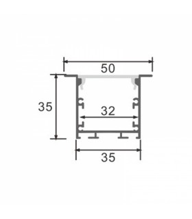 Perfil Aluminio PHEY Empotrar/Colgante -2 Metros-