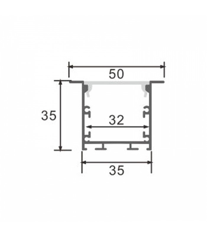 Perfil Aluminio PHEY Empotrar/Colgante -2 Metros-