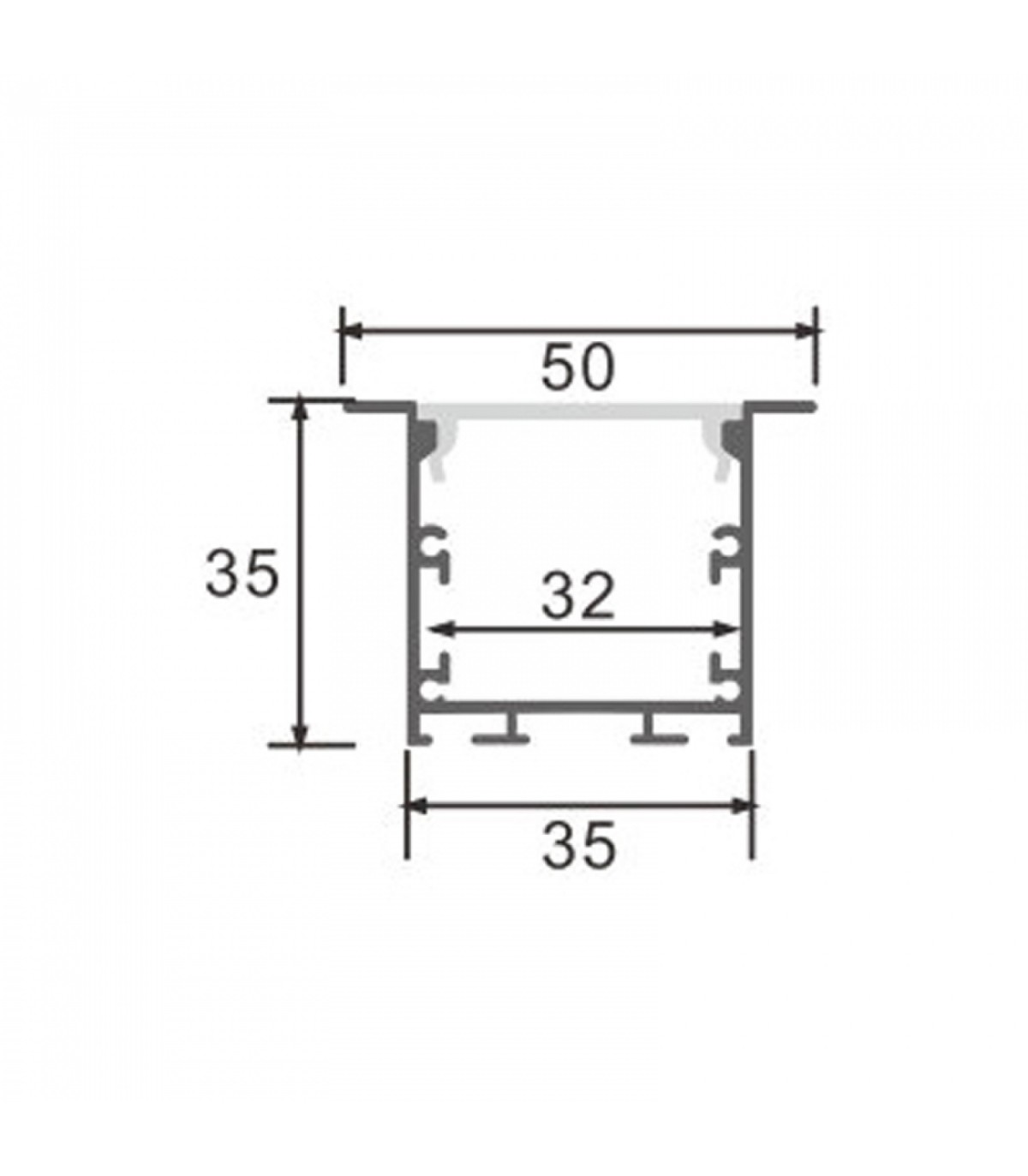 Perfil Aluminio PHEY Empotrar/Colgante -2 Metros-