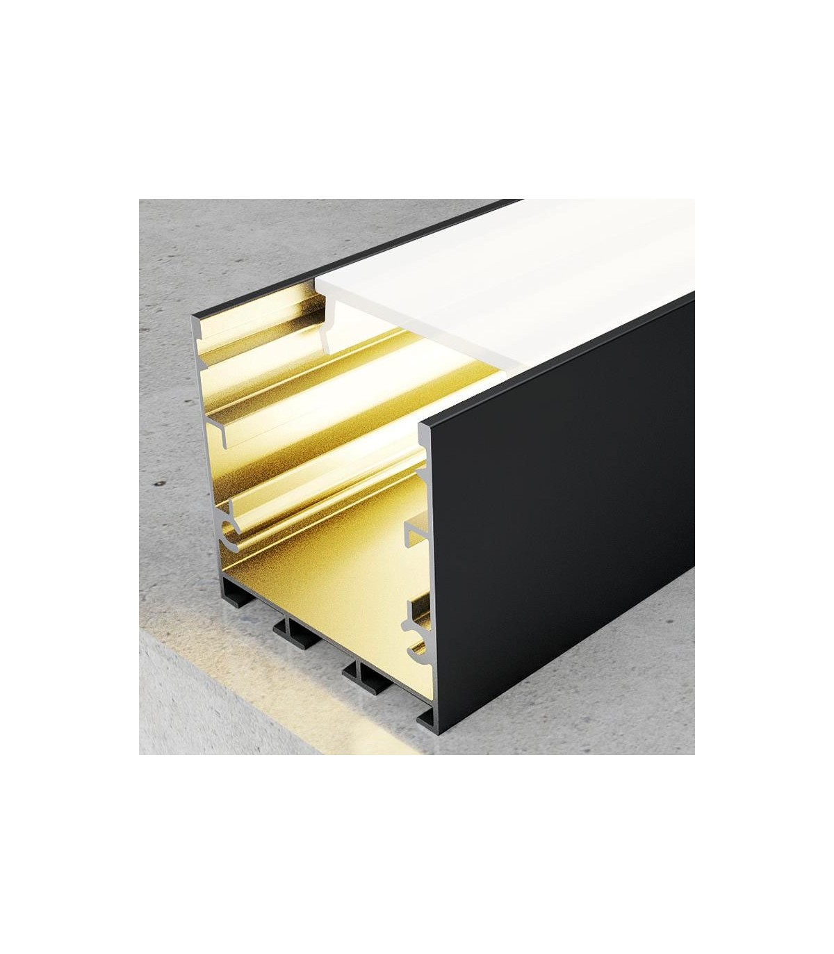 Perfil Aluminio FATE Lacado Negro Superficie/Colgante -2 Metros-