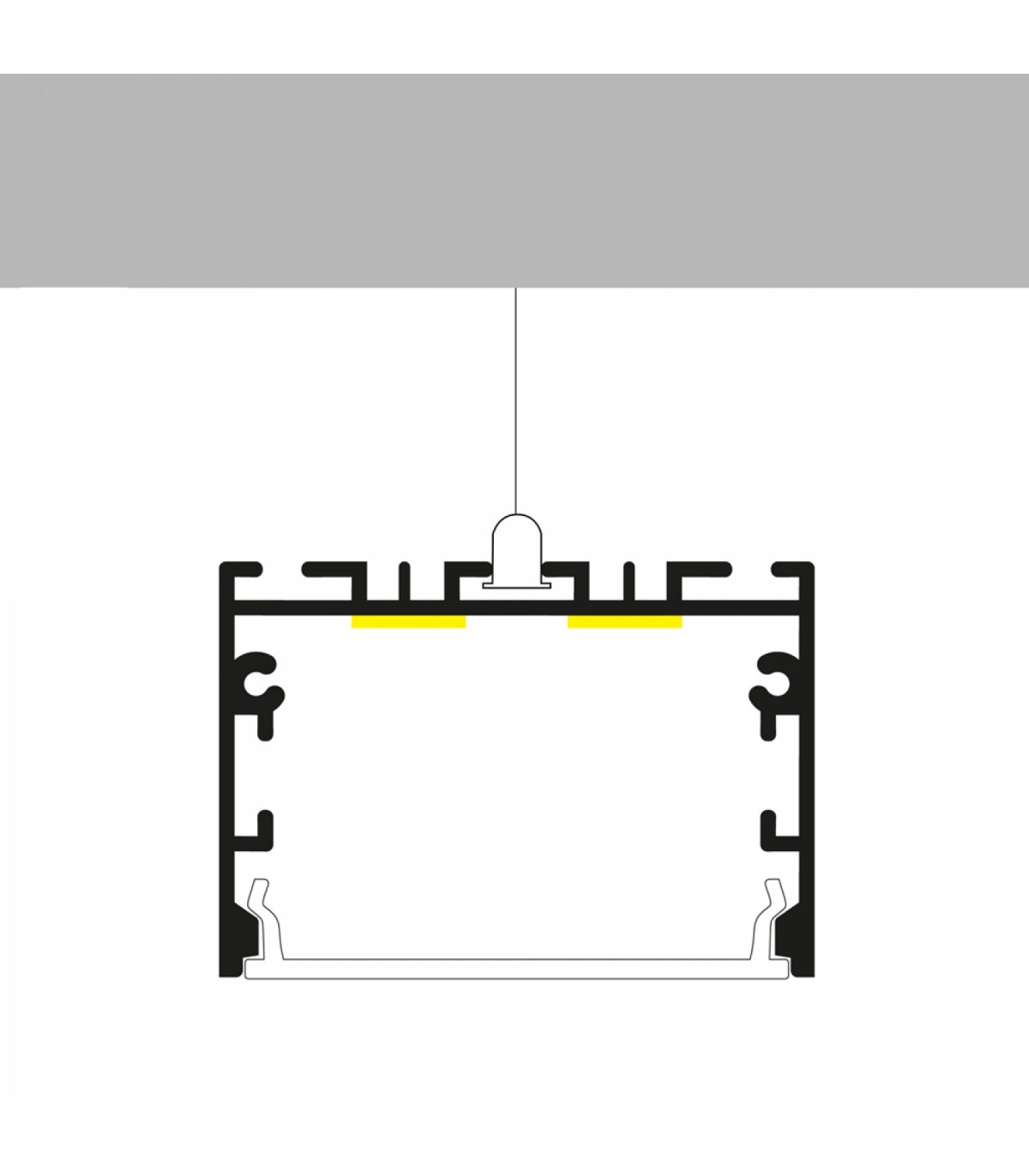 Perfil Aluminio SIXE Lacado Negro Superficie/Colgante -2 Metros-