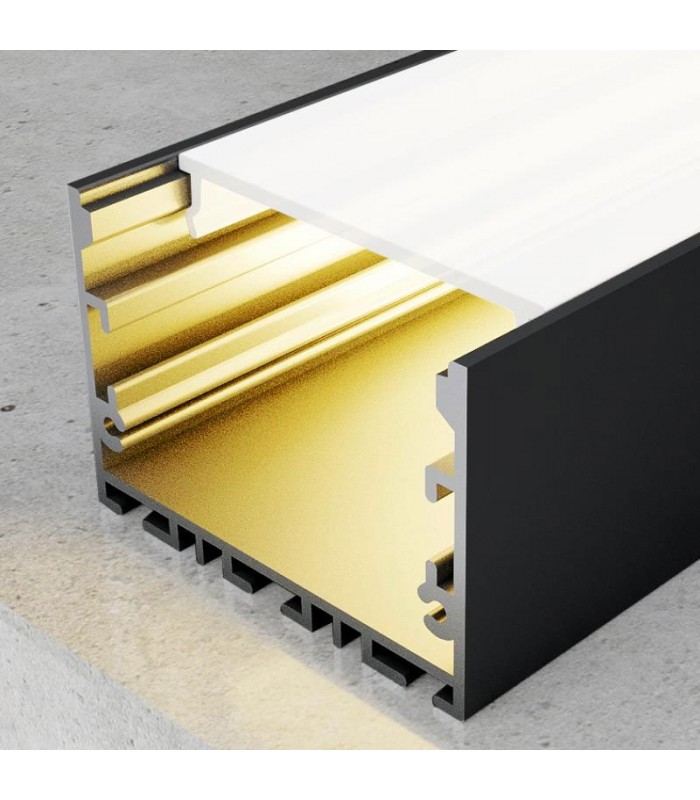 Perfil Aluminio SIXE Lacado Negro Superficie/Colgante -2 Metros-