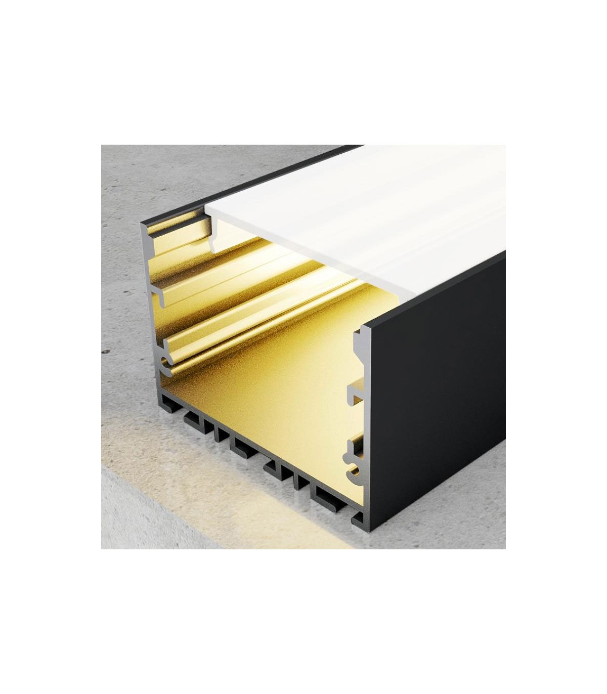 Perfil Aluminio SIXE Lacado Negro Superficie/Colgante -2 Metros-