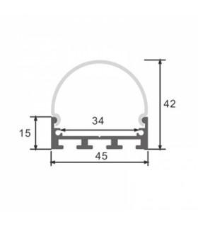 Perfil Aluminio OVAL Superficie/Colgante -2 Metros-