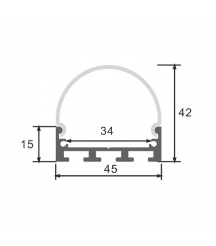Perfil Aluminio OVAL Superficie/Colgante -2 Metros-