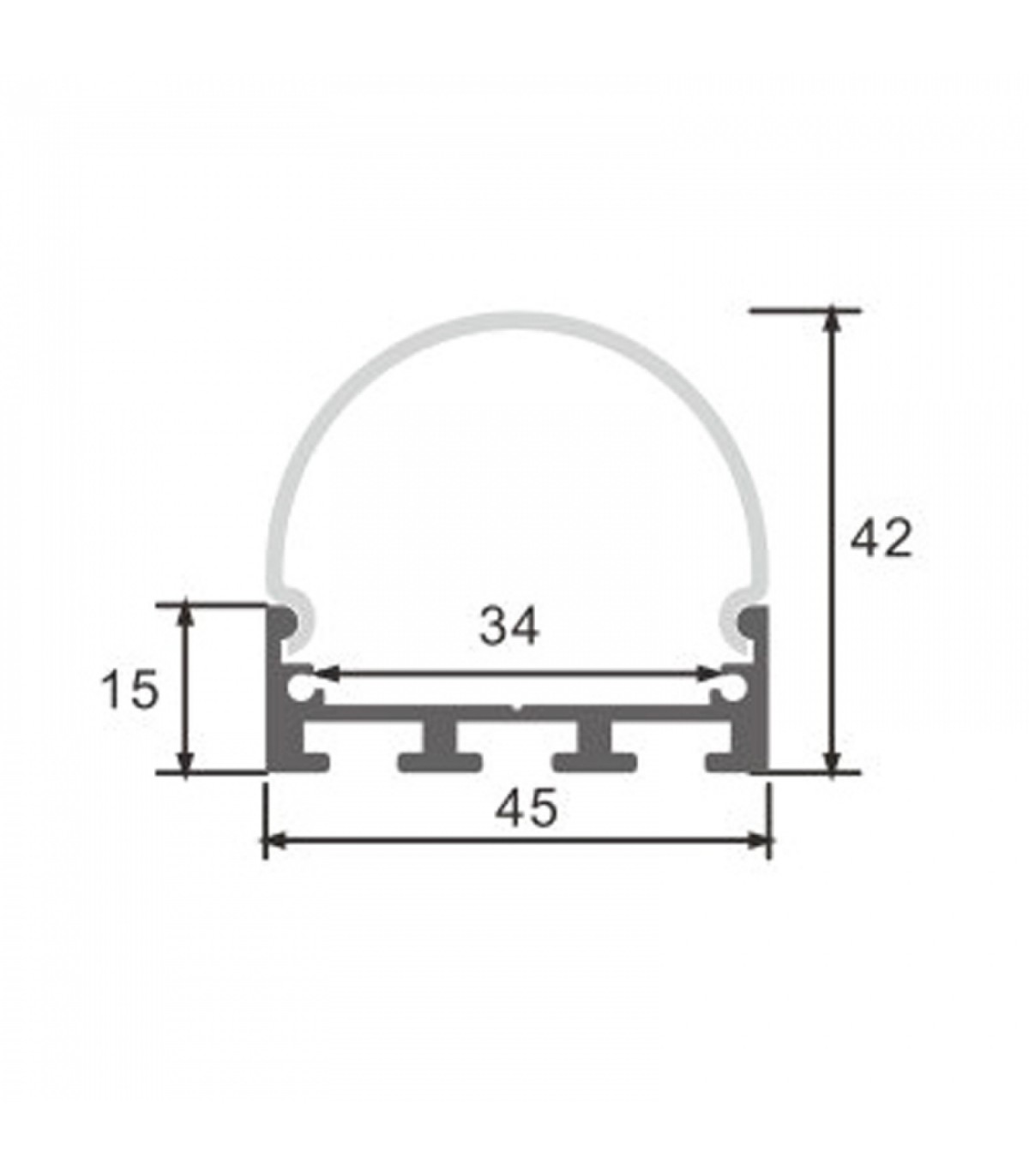 Perfil Aluminio OVAL Superficie/Colgante -2 Metros-