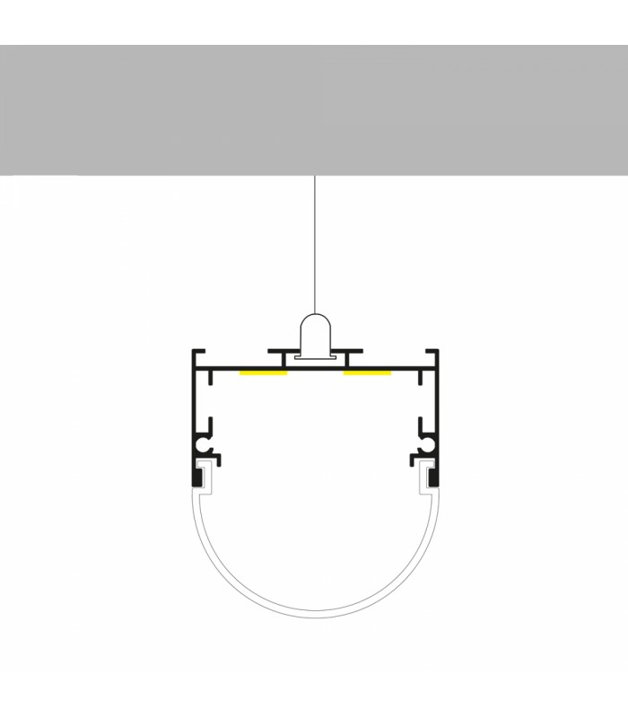 Perfil Aluminio OVAL Superficie/Colgante -2 Metros-