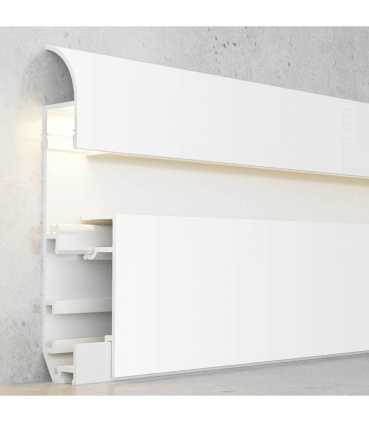 Perfil Aluminio MUYE RODAPIE Lacado Blanco Superficie -2 Metros-