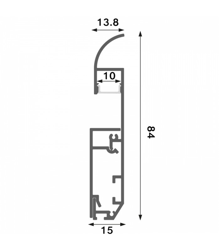 Perfil Aluminio MUYE RODAPIE Lacado Blanco Superficie -2 Metros-