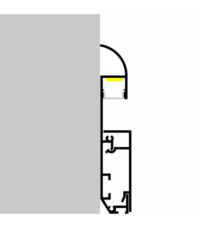 Perfil Aluminio MUYE RODAPIE Lacado Blanco Superficie -2 Metros-