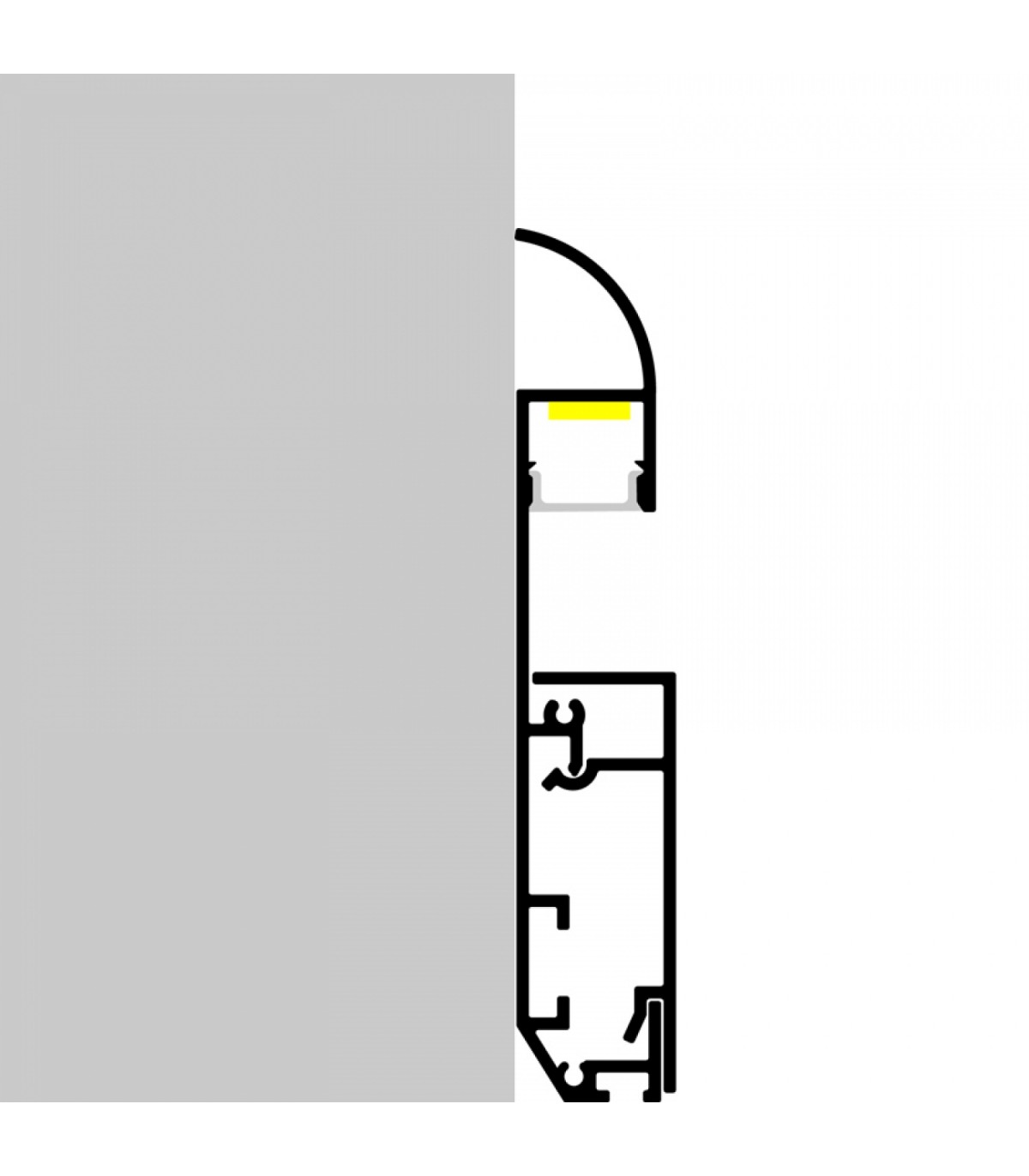 Perfil Aluminio MUYE RODAPIE Lacado Blanco Superficie -2 Metros-